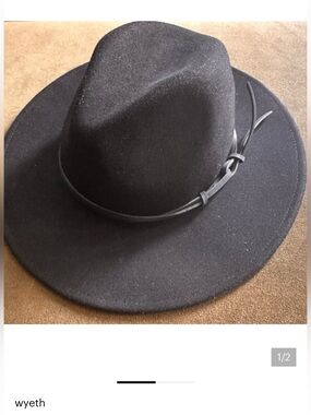 Classic Black Wide-Brim 100% Wool Felt Fedora Hat